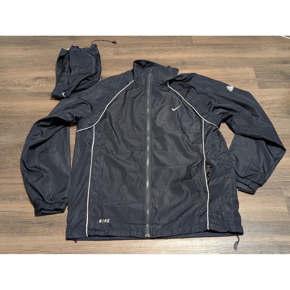 Nike ACG Windbreaker Jacket Navy Blue White Accents‎ Full Zip Size XXL